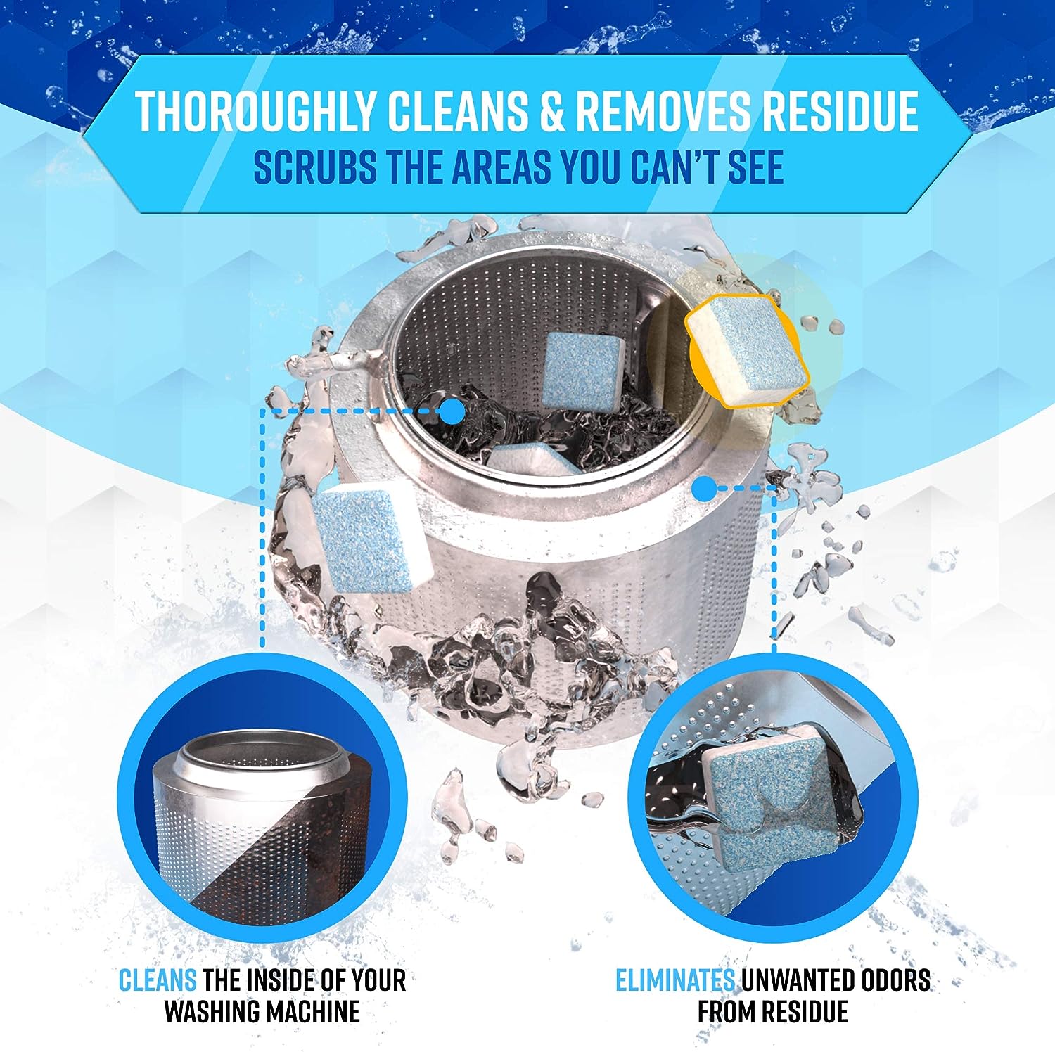 Washing Machine Dishwasher & Disposal Cleaning Tablets - Appliance Refresh Bundle Includes 12 Month Supply Dishwasher Cleaner Deodorizer, Washer Descaler, Disposer Freshener Deep Cleaning - 72 Tablets