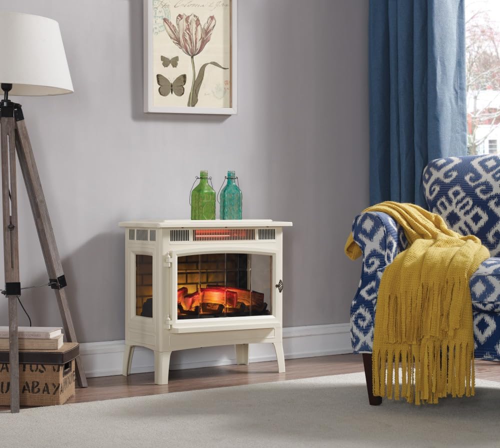 duraflame Freestanding Electric Fireplace Stove Heater with 3D Flame Effect for 1,000 Sq. Ft. Room, Black