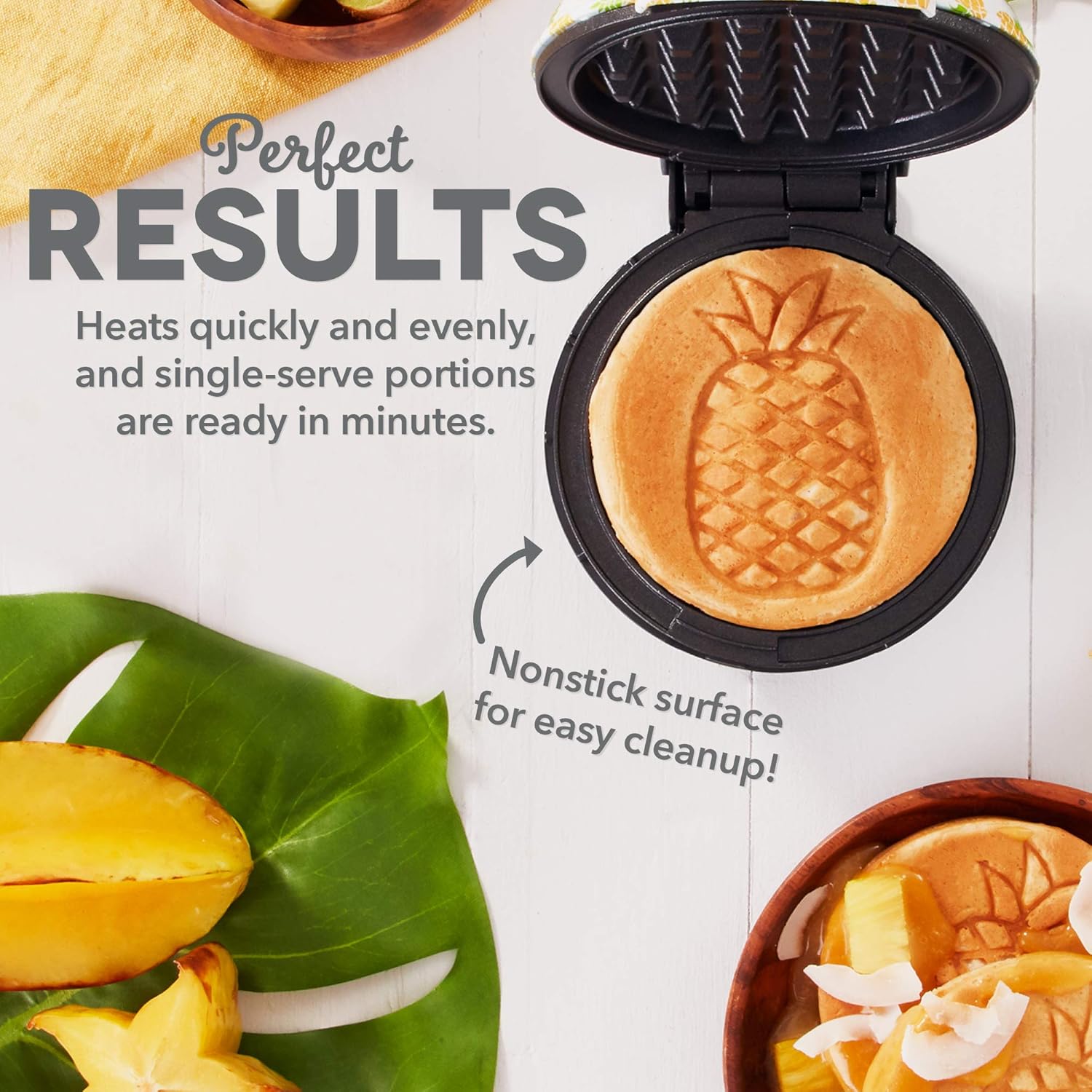 DASH Mini Waffle Maker - 4” Waffle Mold, Nonstick Waffle Iron with Quick Heat-Up, PTFE Nonstick Surface - Perfect Mini Waffle Maker for Kids and Families, Just Add Batter (Aqua)
