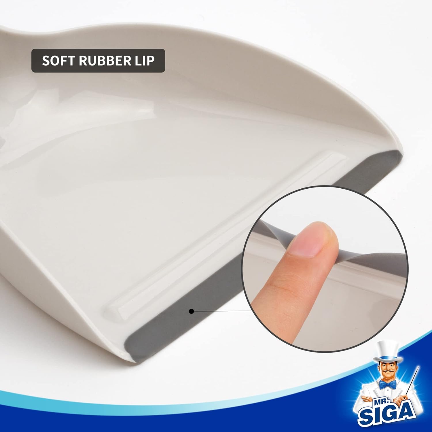 MR.SIGA Dustpan and Brush Set, Portable Cleaning Brush and Dustpan Combo with Bamboo Handle, 1 Set