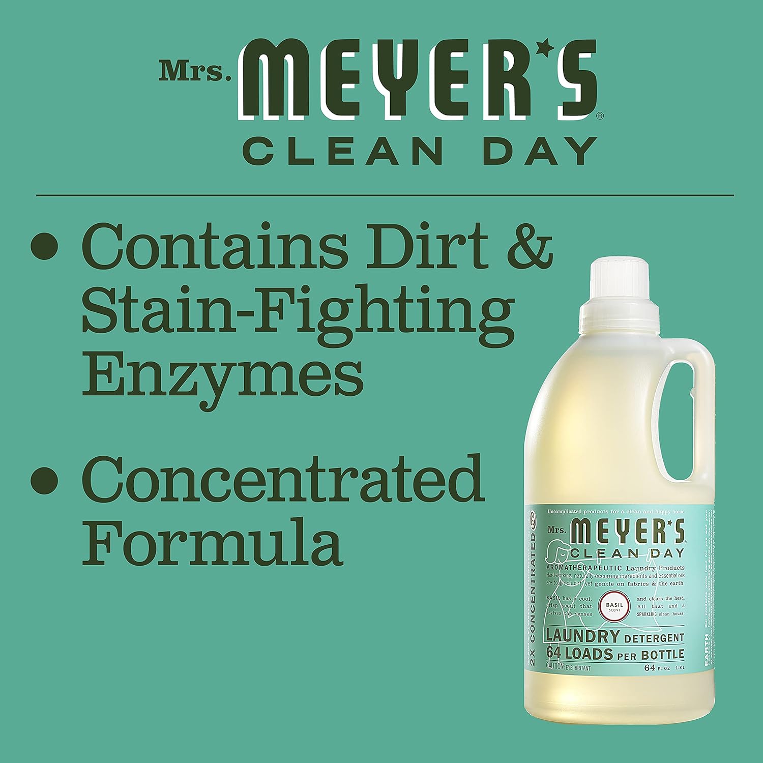 MRS. MEYER'S CLEAN DAY Liquid Laundry Detergent, Biodegradable Formula Infused with Essential Oils, Lavender, 64 oz (64 Loads)