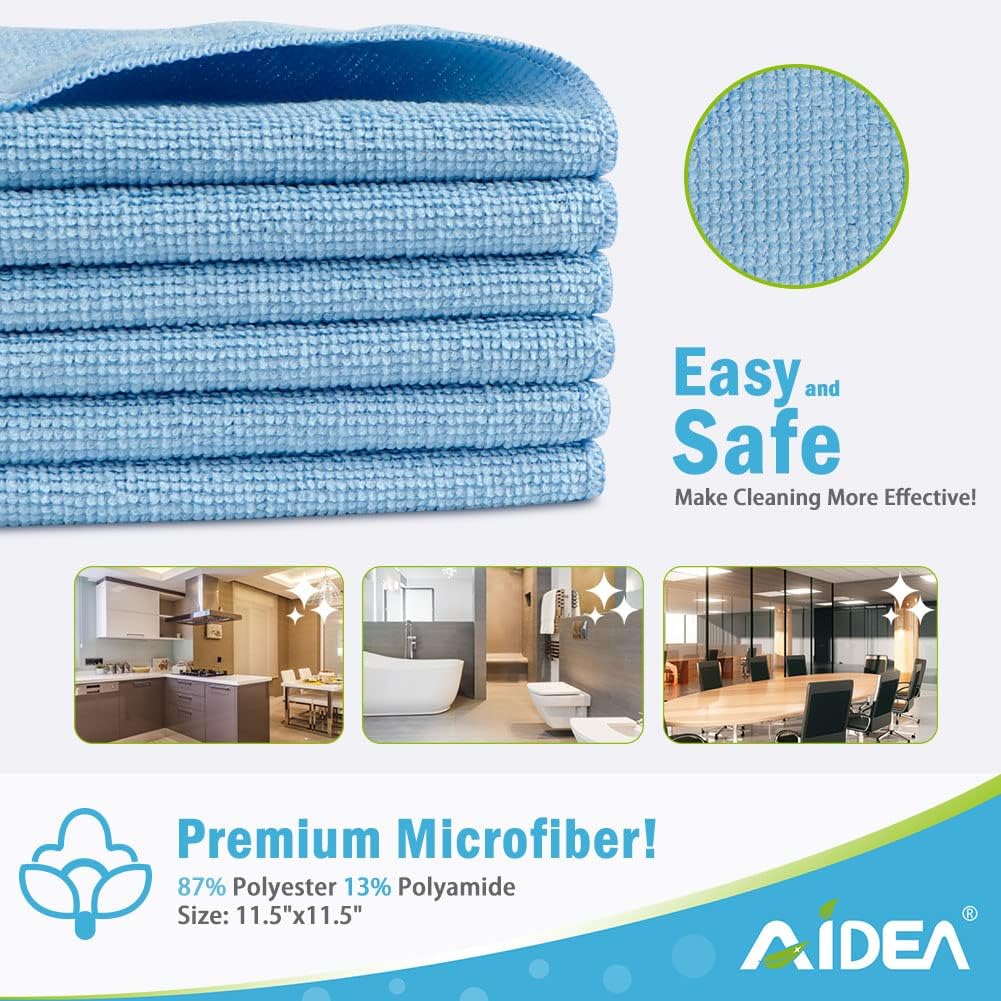 AIDEA Microfiber Cleaning Cloths White-50PK, Absorbent Cleaning Rags, Lint-Free Rags, Kitchen Towels Dusting Cloth, Bar Rags for Cleaning, Cleaning Towels Wash Cloth, Dish Towels White-11.5