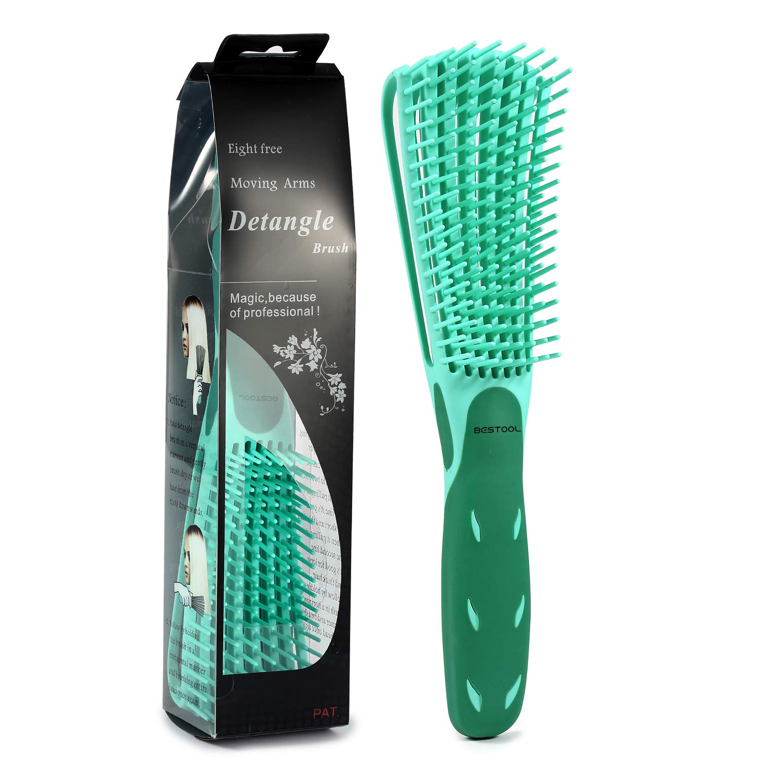 BESTOOL Hair Brush, Detangling Brush for Natural Black and Curly Hair (Pink, Afro 3/4abc), Ideal for Wet or Dry Hair