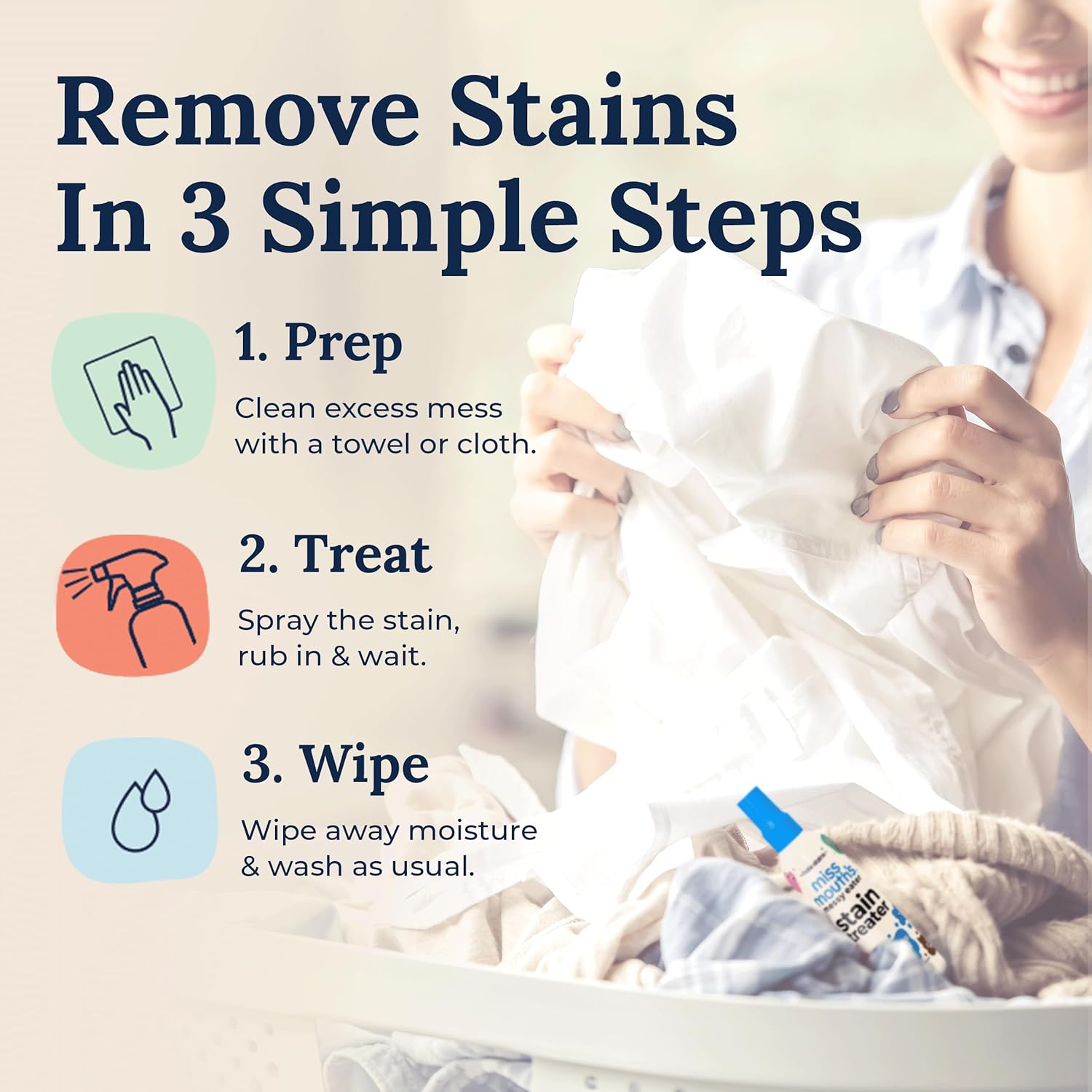 Miss Mouth's Messy Eater Stain Treater Spray - 4oz Stain Remover - Newborn & Baby Essentials - No Dry Cleaning Food, Grease, Coffee Off Laundry, Underwear, Fabric