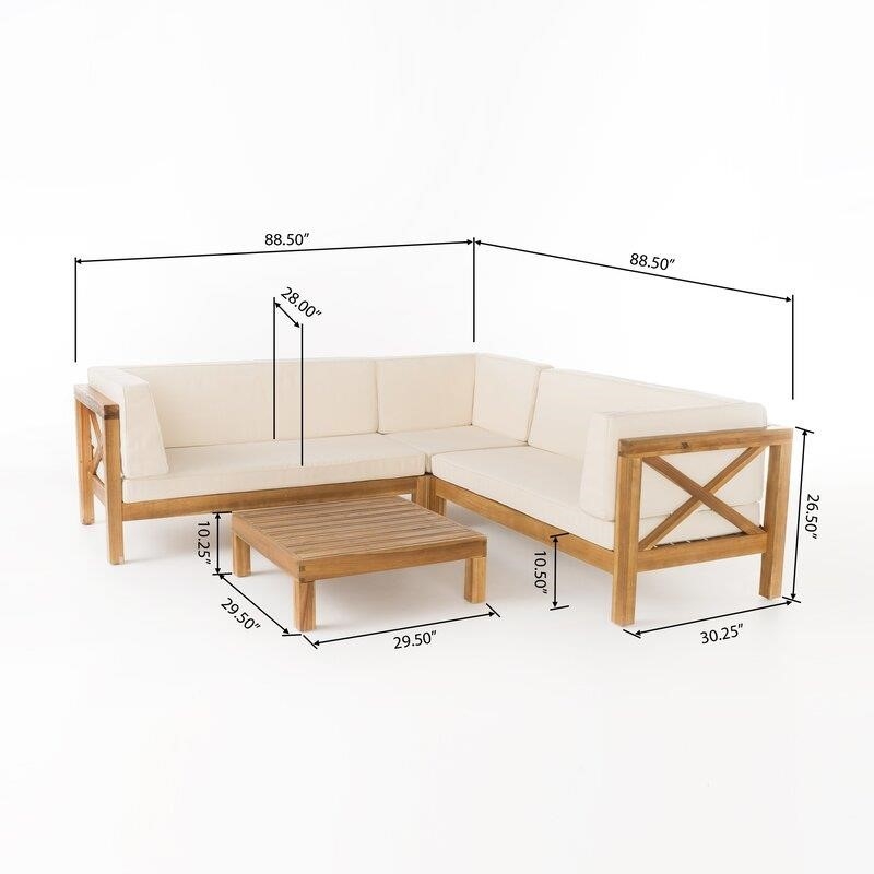 Ansel Solid Wood 5 - Person Seating Group with Cushions