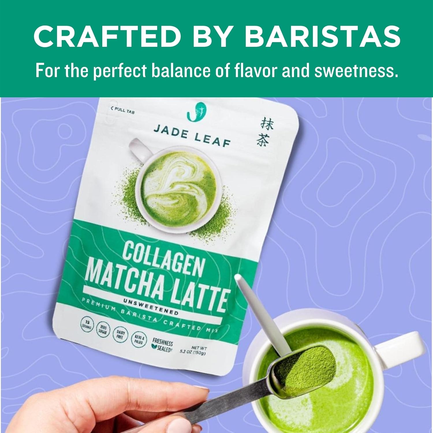 Jade Leaf Matcha Organic Café Style Sweetened Matcha Latte Premium Barista Crafted Mix - Original - Authentically Japanese (5.3 Ounce Pouch)