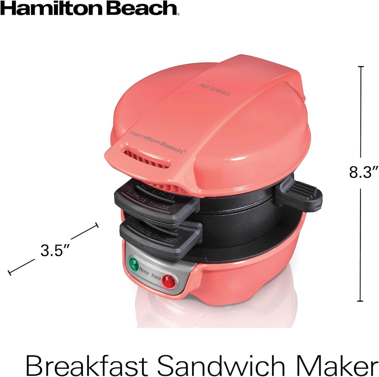 Hamilton Beach Breakfast Sandwich Maker with Egg Cooker Ring, Customize Ingredients, English Muffins, Croissants, Mini Waffles, Perfect White Elephant Gifts, Single, Black