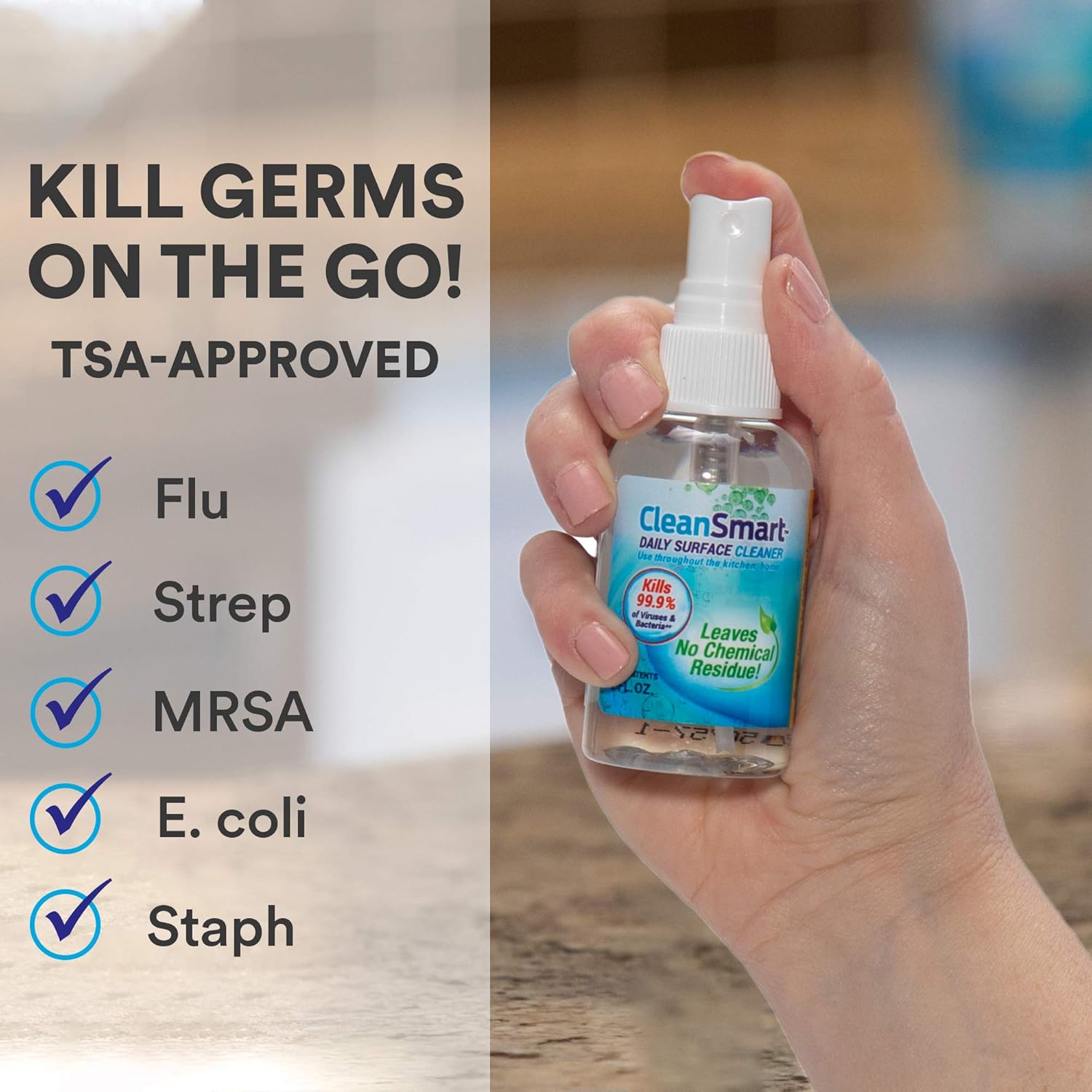 CleanSmart Daily Surface Cleaner and Pet-safe Disinfectant, Kills 99.9% of Viruses & Bacteria, 23 ounce Spray (pack of 2)