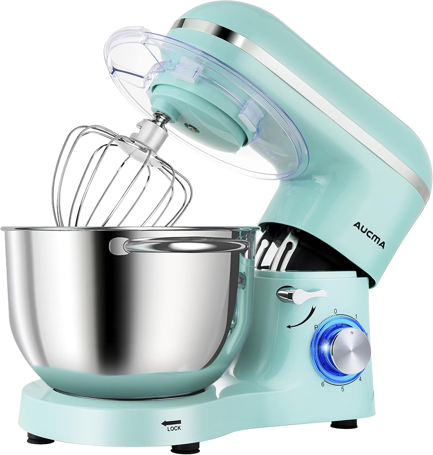 Aucma Stand Mixer,6.5-QT 660W 6-Speed Tilt-Head Food Mixer, Kitchen Electric Mixer with Dough Hook, Wire Whip & Beater (6.5QT, Black)