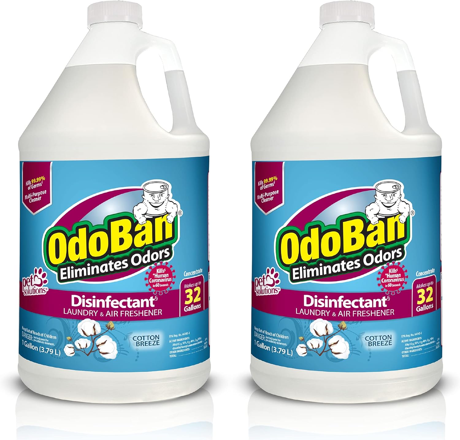 OdoBan Disinfectant Concentrate and Odor Eliminator, 2 Gallons, Cotton Breeze Scent
