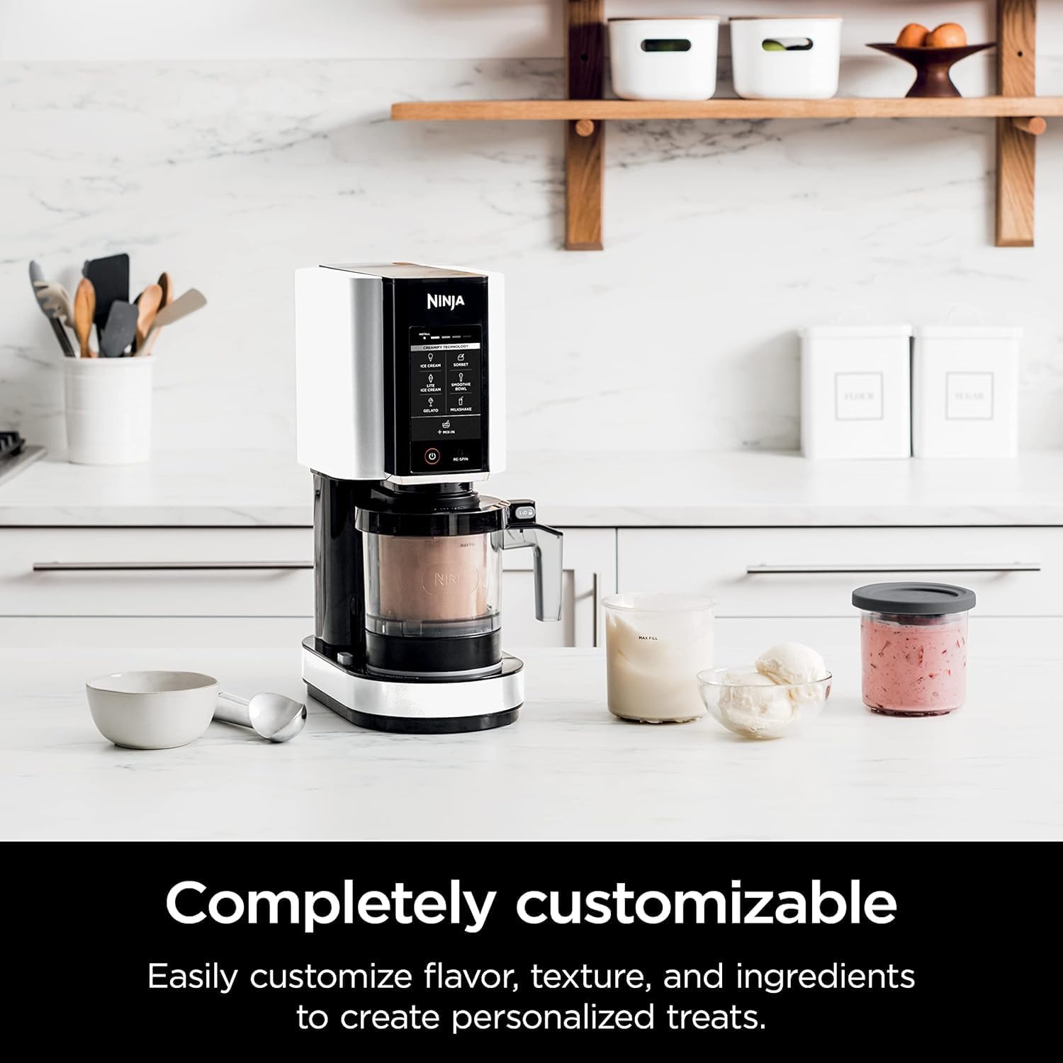 SharkNinja NC301 CREAMi 7-In-1 Ice Cream Maker with 7 Custom Frozen Treat Modes and Easy 3-Step Treat Preparation (Cloud Silver, Renewed)