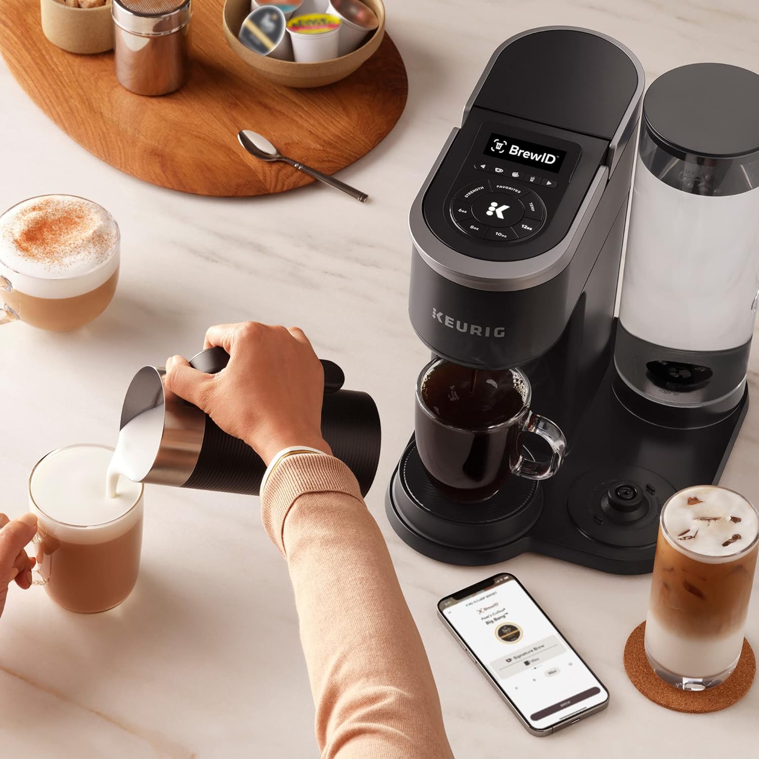 Keurig K-Cafe K-Duo Single Serve Coffee, Latte and Cappuccino Maker, 32 K-Cup Pods, Dark Charcoal