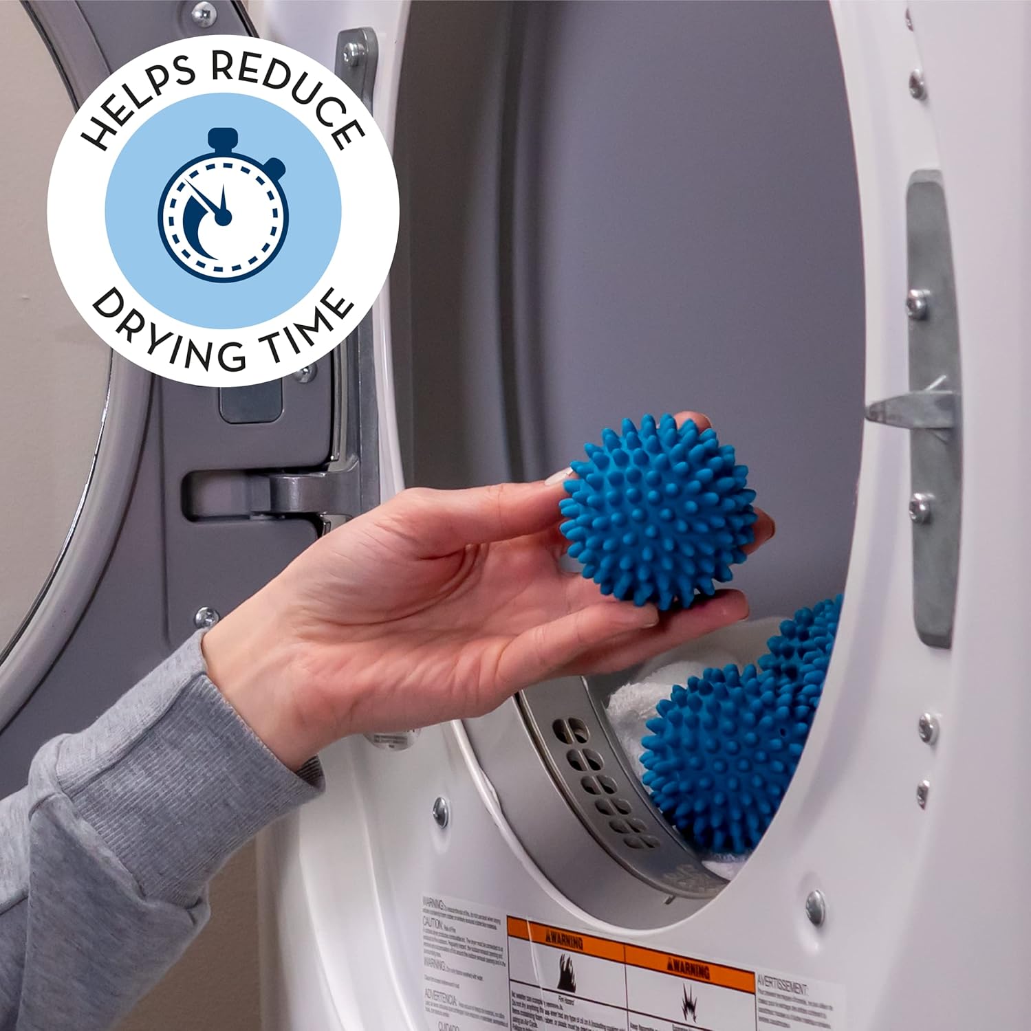 S&T INC. Reusable Dryer Balls, Fabric Softener for Laundry, Blue, 2.5 in, 6 Pack