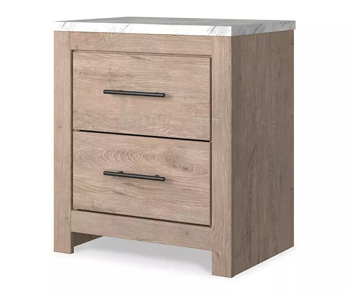 Senniberg Oak & Faux Calcutta 2-Drawer Nightstand