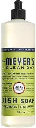 MRS. MEYER'S CLEAN DAY Liquid Dish Soap, Biodegradable Formula, Basil, 16 fl. oz - Pack of 3