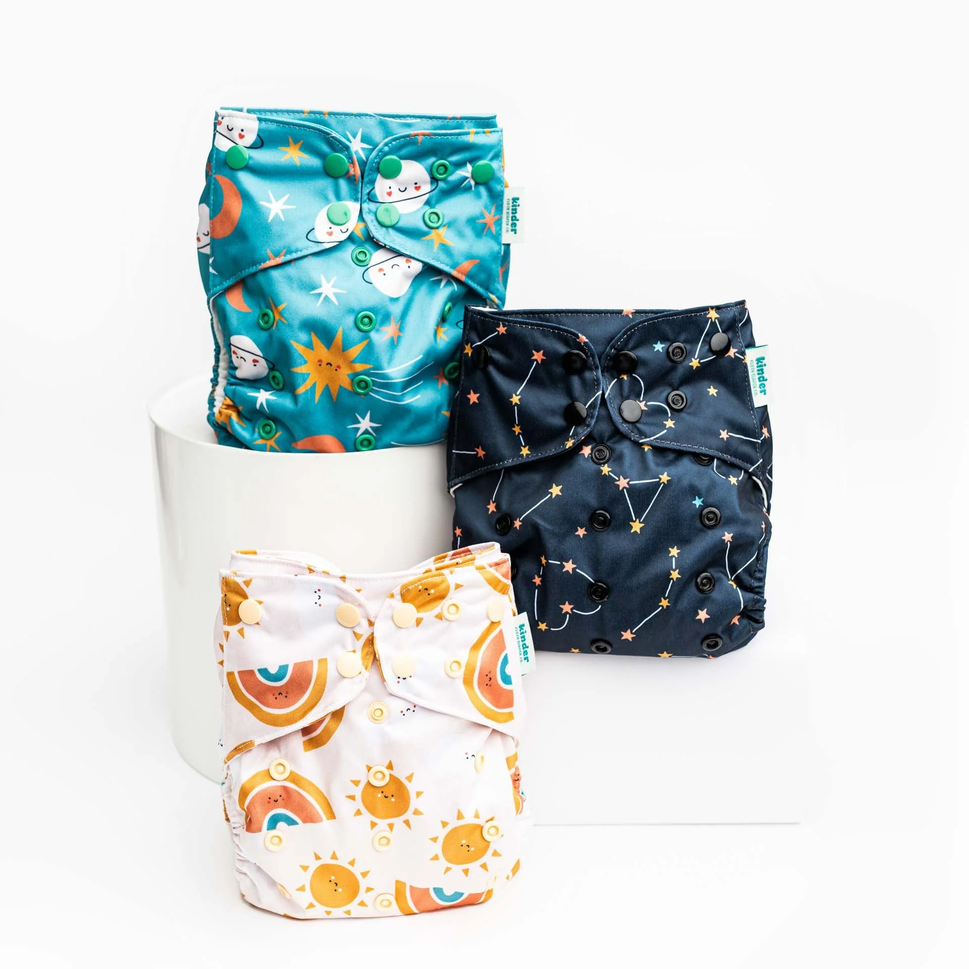 Kinder Cloth Diaper Co. Patterned Basics Pocket Cloth Diaper with Athletic Wicking Jersey