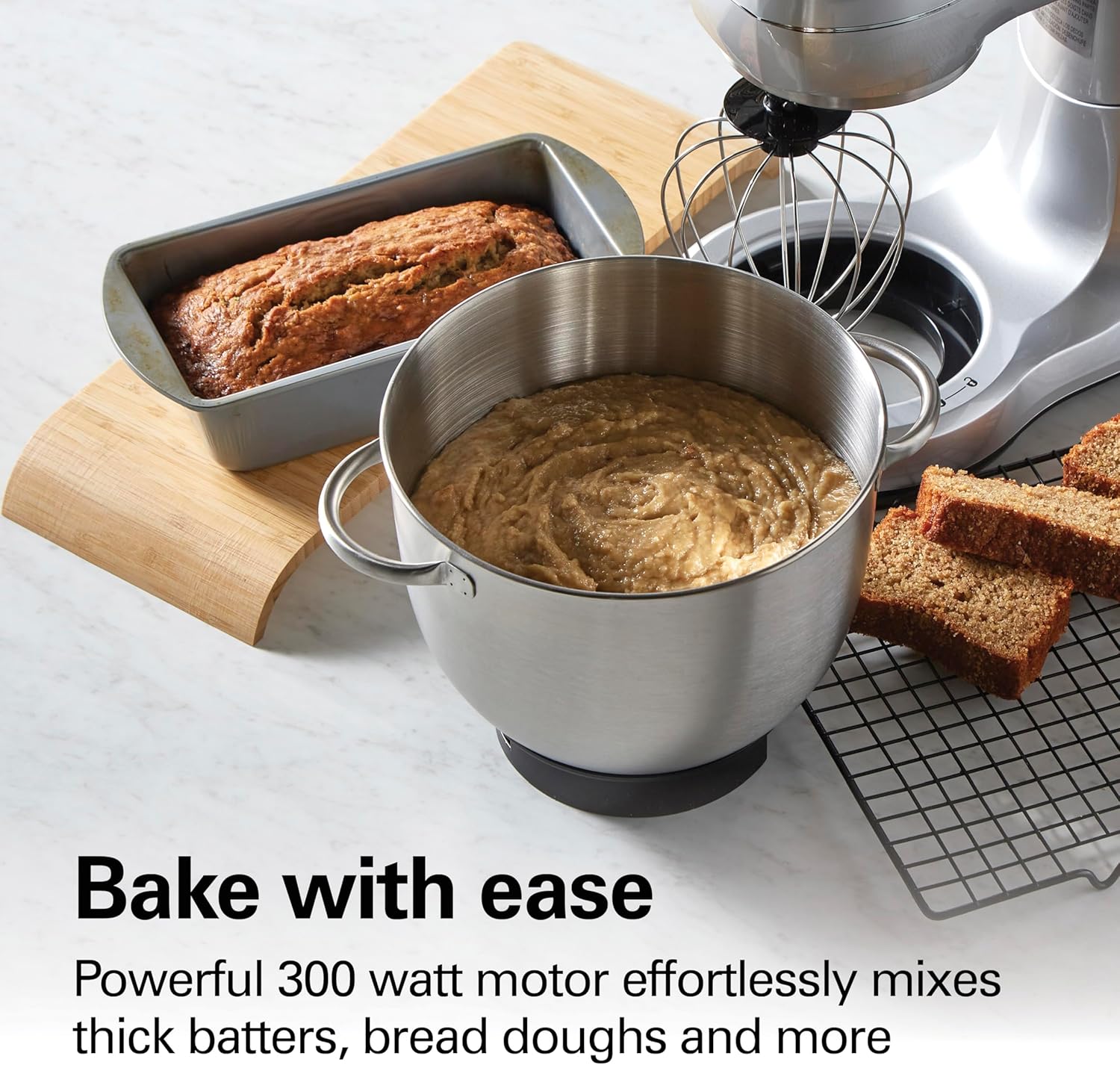 Hamilton Beach Electric Stand Mixer, 4 Quarts, Dough Hook, Flat Beater Attachments, Splash Guard 7 Speeds with Whisk, Black with Top Handle