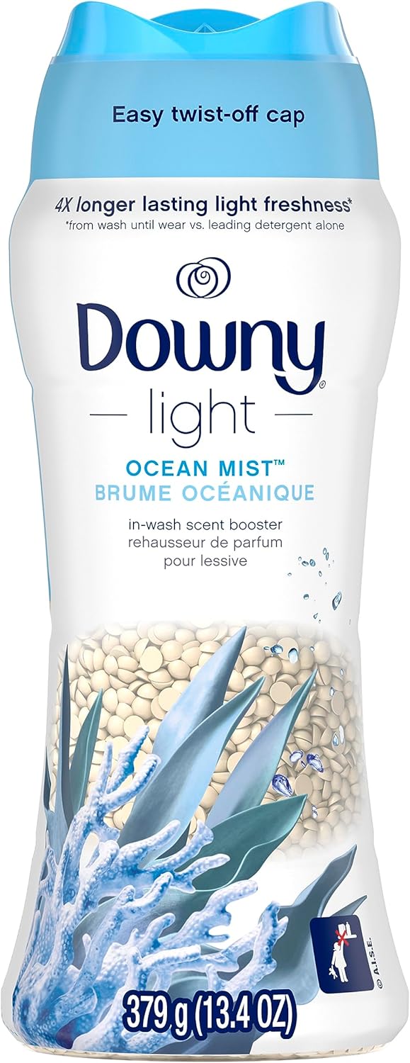 Downy Light In Wash Scent Booster Beads, Ocean Mist Scent, 24 oz, Downy Scent Booster Beads, Laundry Beads, No Heavy Perfumes
