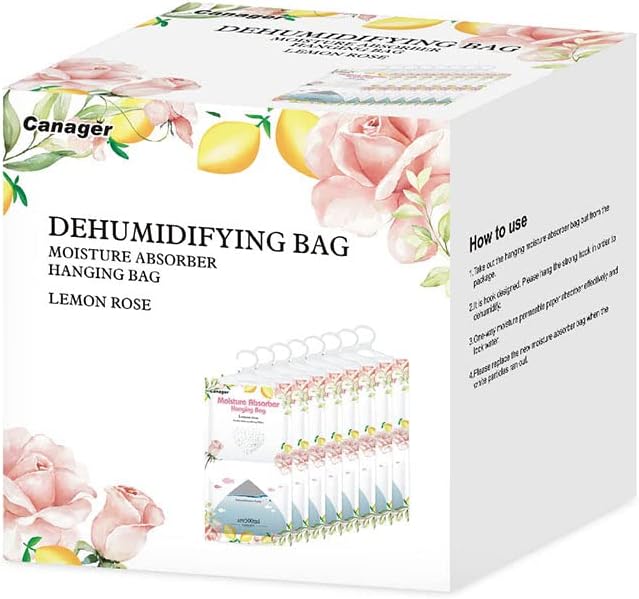 CANAGER Hanging Moisture Absorber, Lavender Vanilla Moistureproof Hanging Bag,Dehumidifier Bag (8 packs) Hanging Closet Dehumidifier Bags, Moisture Absorb 12.5 oz