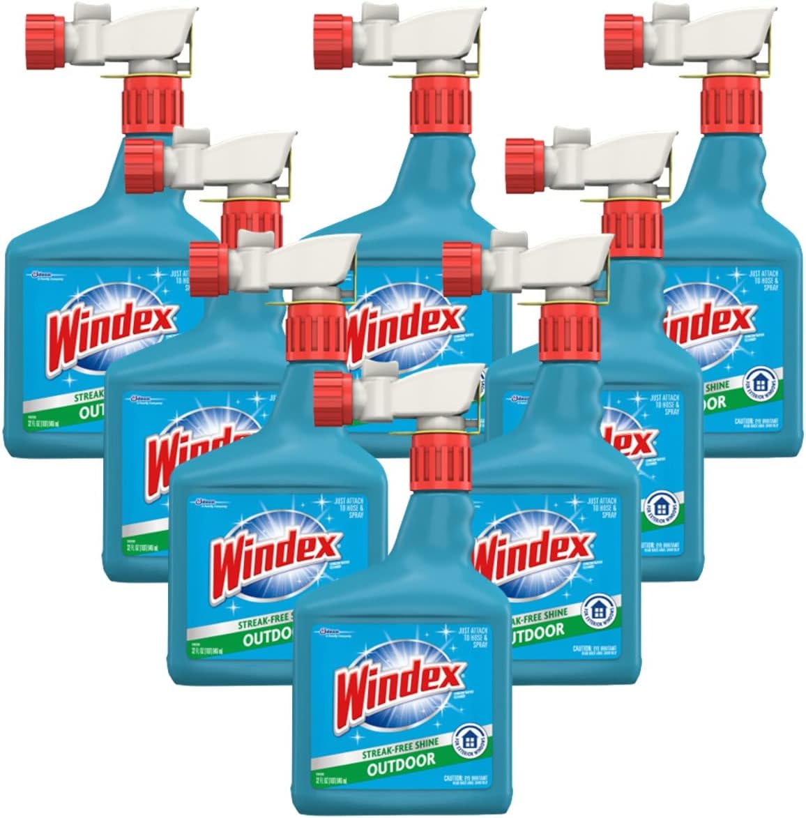 Windex Outdoor Window and Glass Cleaner for Hose Ammonia Free, Concentrated Formula for Deep Outdoor Clean, Outdoor Patio Cleaner, Compatible With All Hoses, 32 Fl Oz (Pack of 2)