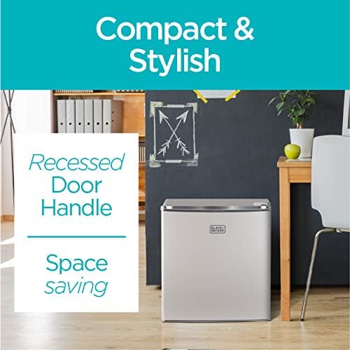 BLACK+DECKER BCRK17B Compact Refrigerator Energy Star Single Door Mini Fridge with Freezer, 1.7 Cubic Feet, Black