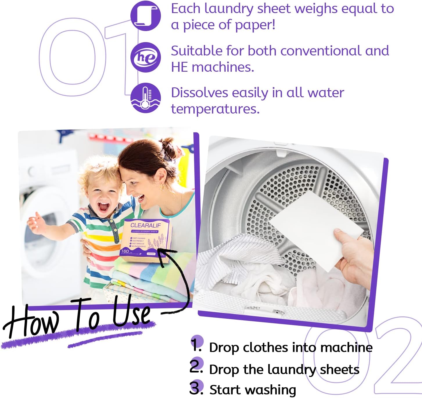 CLEARALIF Laundry Detergent Sheets Up to 160 Loads, Fresh Linen - Great For Travel,Apartments, Dorms,Laundry Detergent Strips Eco Friendly & Hypoallergenic