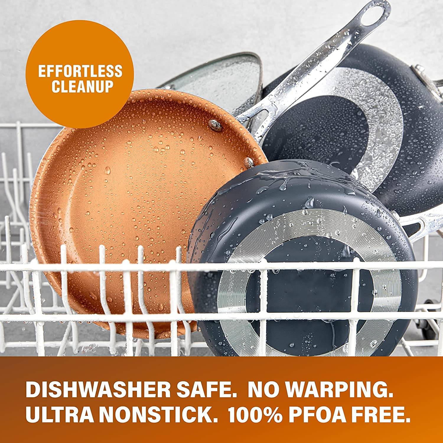 Steel Pots and Pans Set, 20 Pc Non Stick Cookware Set, Long Lasting Nonstick Kitchen Set with Pan Set, Pot Set, Baking Set, Stay Cool Handles, Dishwasher Safe, 100% Toxin Free-Copper