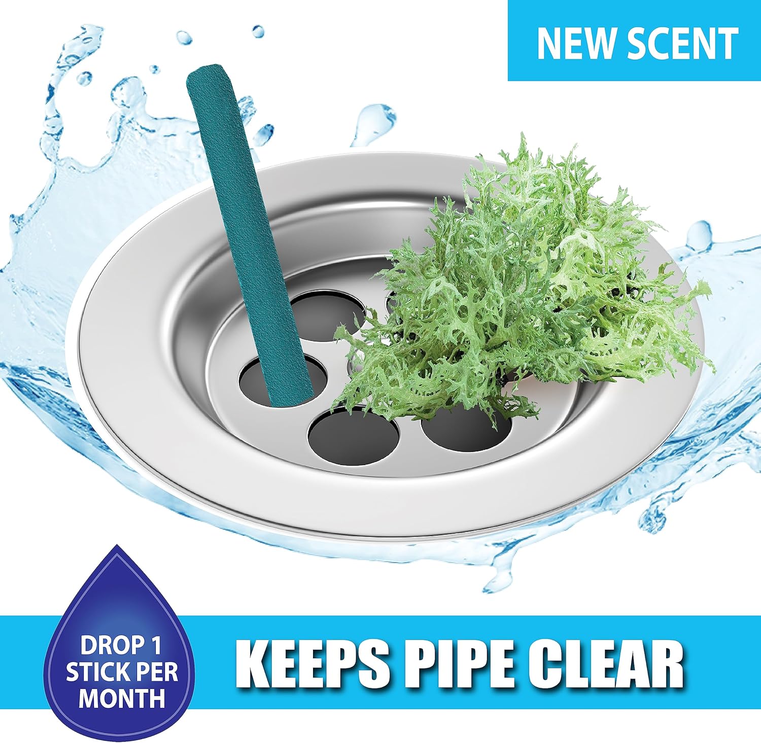 SANI 360° Sani Sticks Drain Cleaner and Deodorizer, Enzyme Pipe Cleaners, Eliminate Odors, Prevent Clogged Drains, Safe for Sinks, Bathtub Drains, Septic Tanks, 24 Count, Lemon Scent