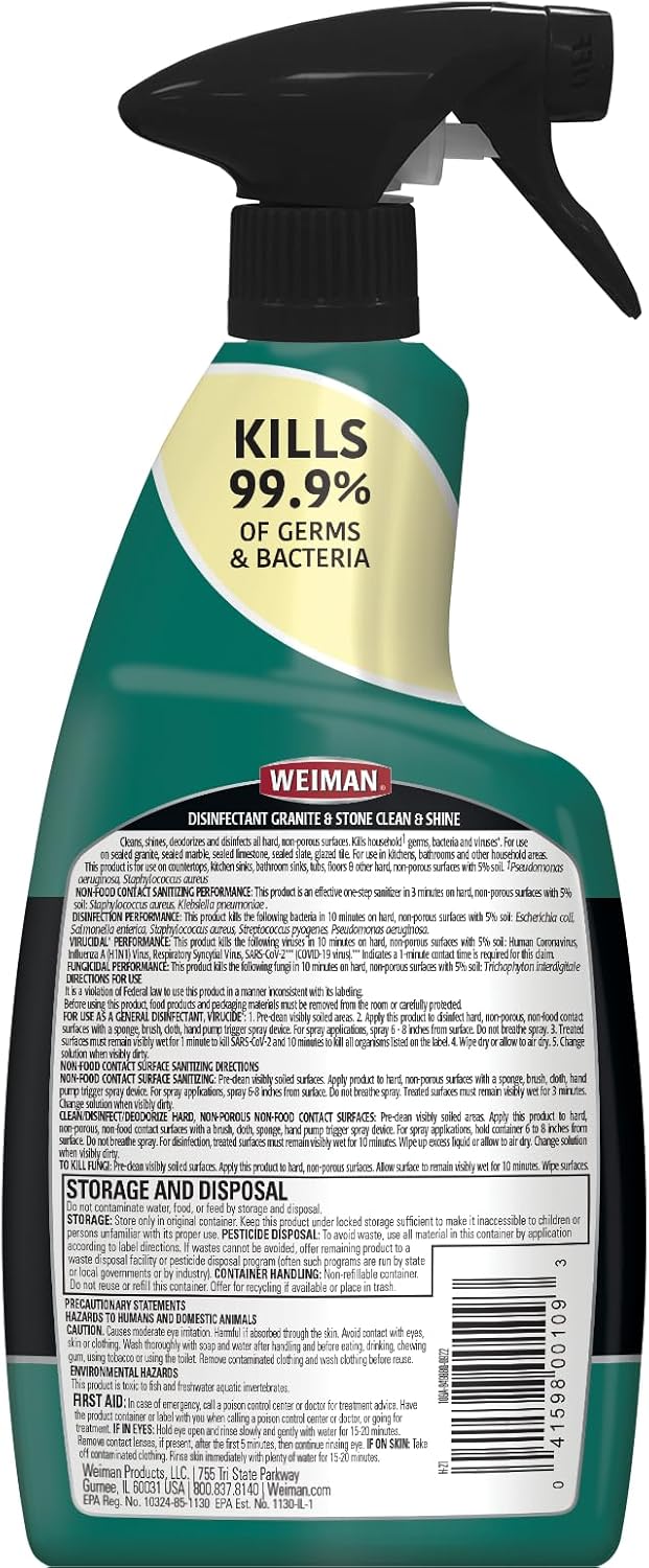 Weiman Disinfectant Granite Daily Clean & Shine, 24 Fl Oz (Pack of 1)