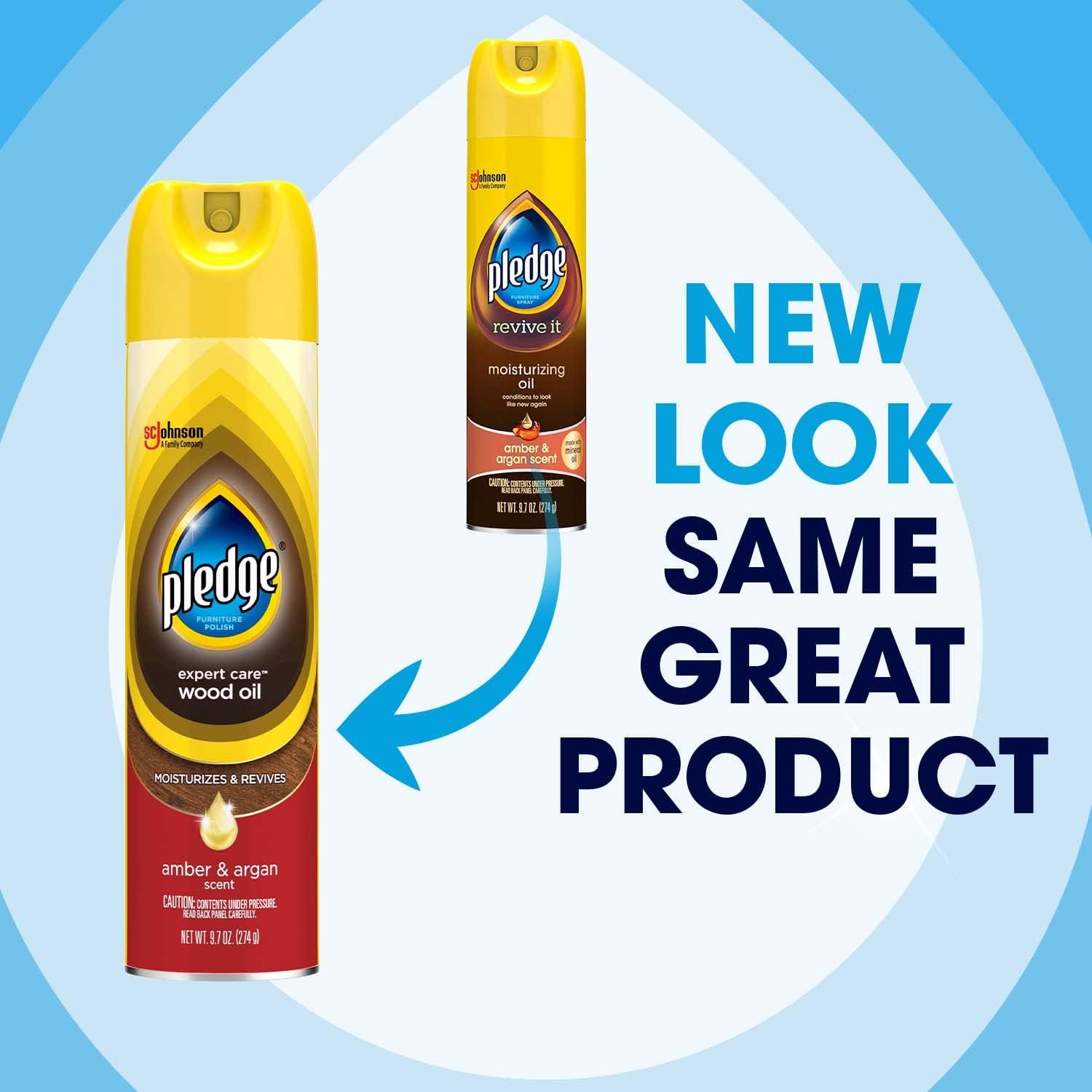 Pledge Moisturizing Oil Spray, Amber & Argan Scent, Nourishes, Protects and Revitalizes Furniture, 9.7 oz