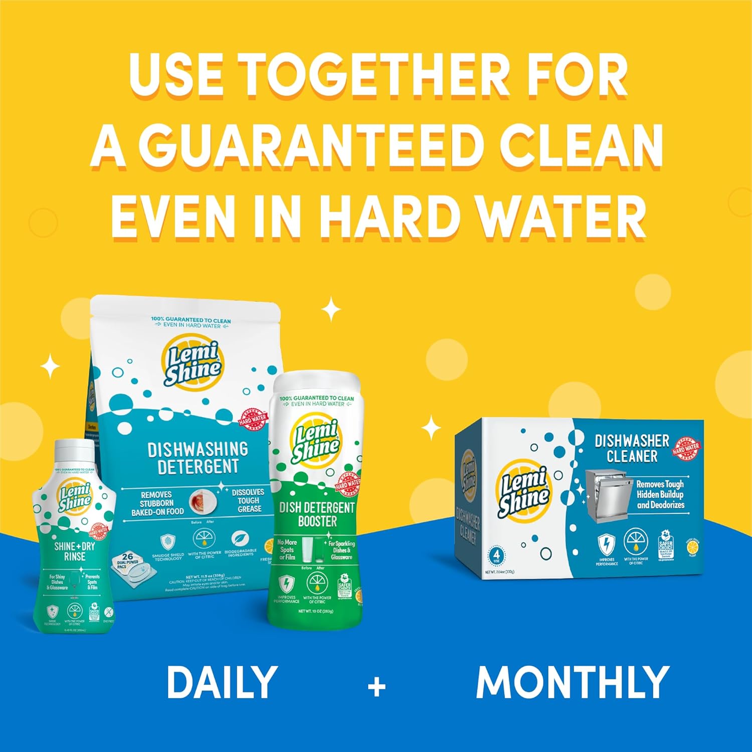 Lemi Shine Dish Detergent Booster, Hard Water Stain Remover, Multi-Use Citric Acid Cleaner (1.5 Pound (Pack of 2))