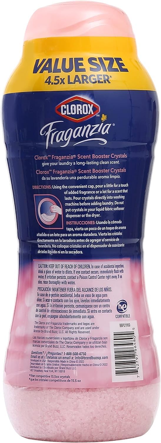 Clorox Fraganzia In-Wash Scent Booster Crystals in Ocean Scent, 18 Oz Twin Pack | Laundry Scent Booster Crystals | In-wash Scent Booster for Fresh Laundry in Ocean Scent 18 Ounce Twin Pack, 36oz