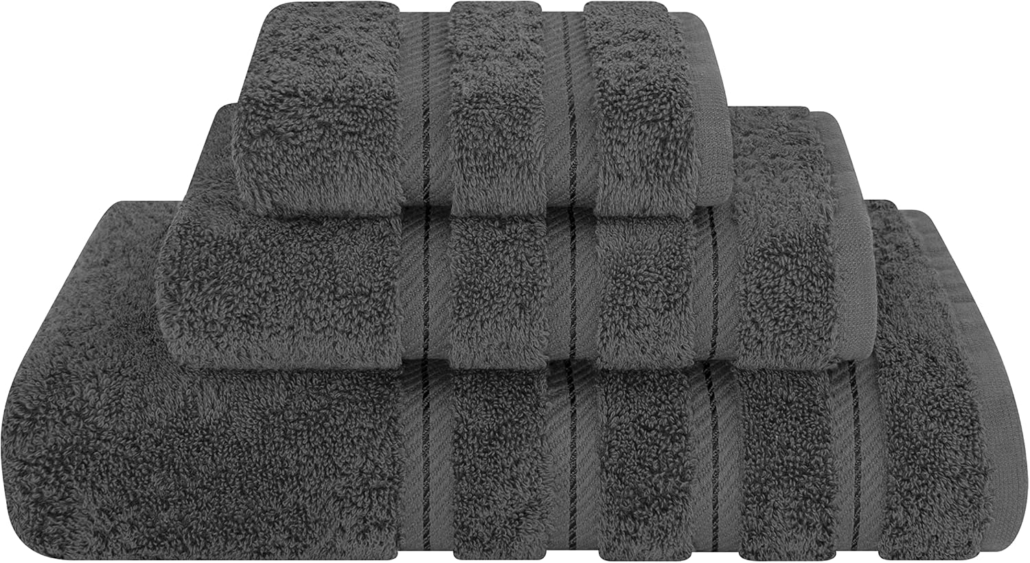 American Soft Linen Luxury 6 Piece Towel Set, 2 Bath Towels 2 Hand Towels 2 Washcloths, 100% Cotton Turkish Towels for Bathroom, Light Grey Towel Sets