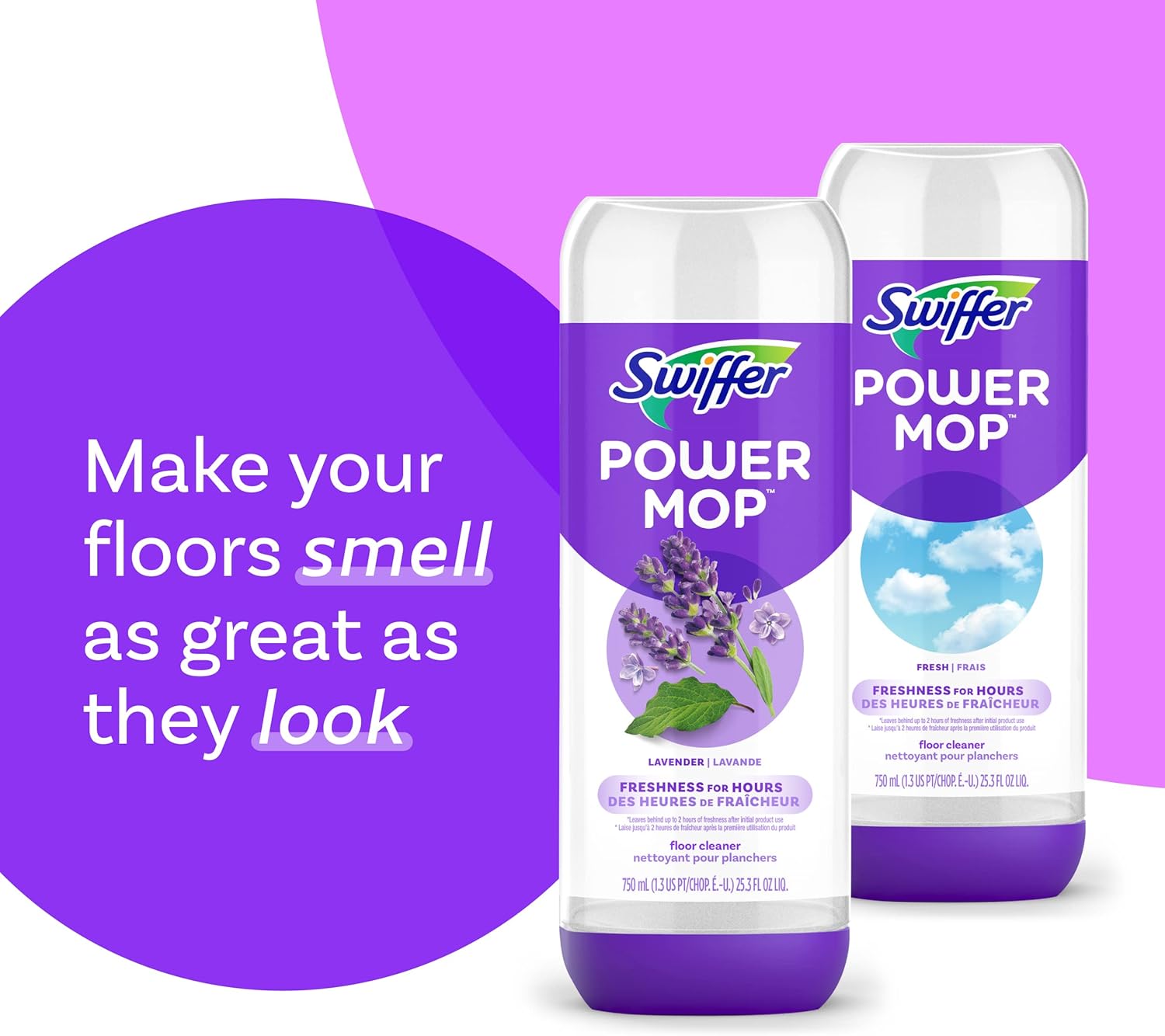 Swiffer PowerMop Floor Cleaning Solution with Fresh Scent, 25.3 fl oz, 2 Pack