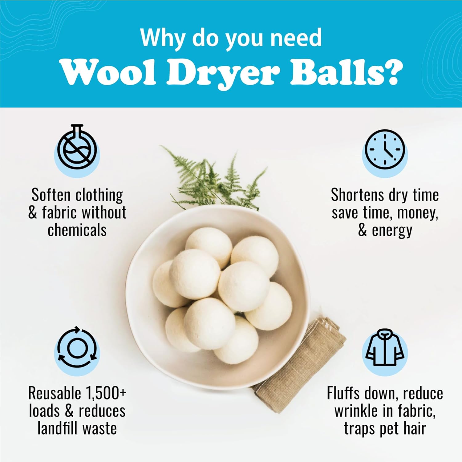 Smart Sheep Wool Dryer Balls - Smart Sheep 6-Pack - XL Premium Natural Fabric Softener Award-Winning - Wool Balls Replaces Dryer Sheets - Wool Balls for Dryer - Laundry Balls for Dryer