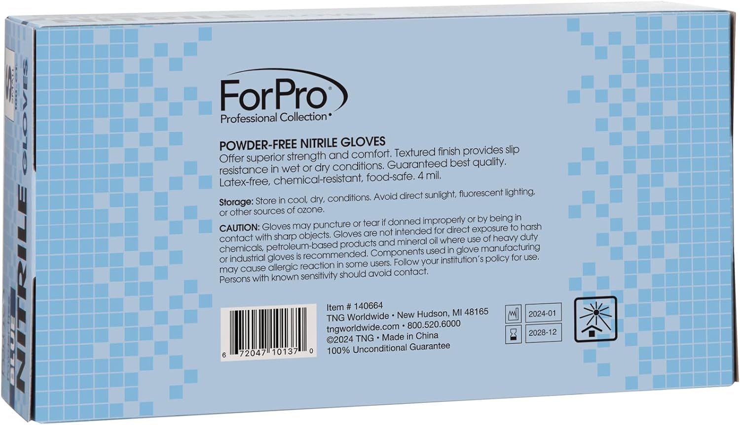 ForPro Professional Collection Disposable Nitrile Gloves, Chemical Resistant, Powder-Free, Latex-Free, Non-Sterile, Food Safe, 4 Mil, Black, Large, 100-Count