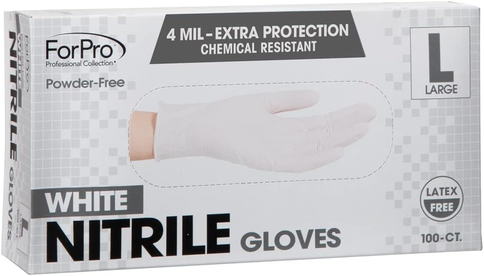 ForPro Professional Collection Disposable Nitrile Gloves, Chemical Resistant, Powder-Free, Latex-Free, Non-Sterile, Food Safe, 4 Mil, Black, Large, 100-Count