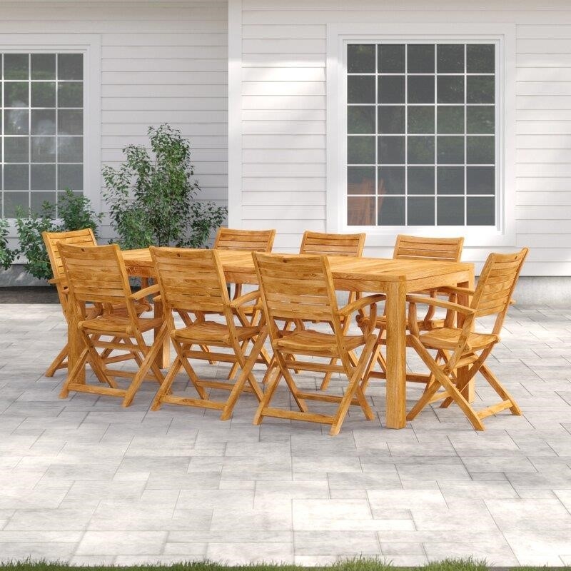 Decastro Rectangular 8 - Person 87'' Long Teak Dining Set