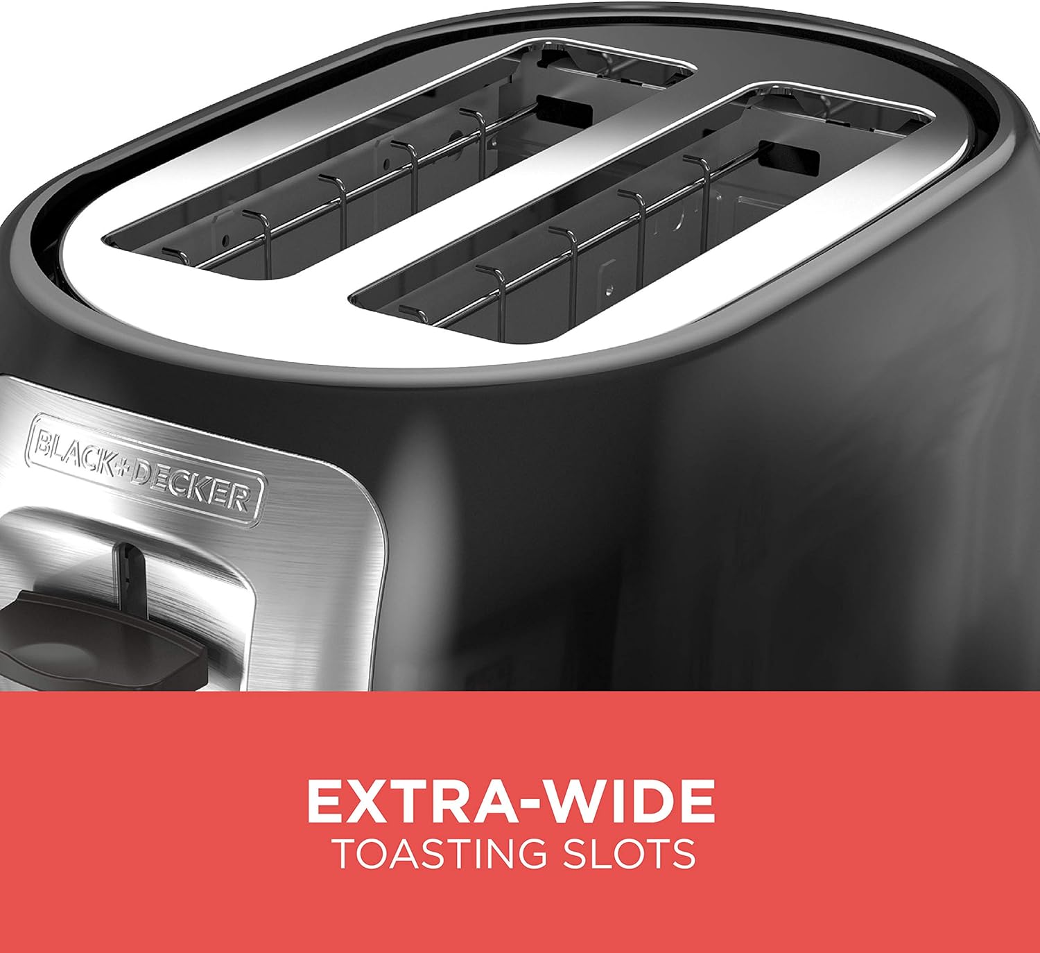 BLACK+DECKER 4-Slice Toaster, Extra Wide Slots, 7 Shade Settings, 1400 Watts, Frozen and Bagel Buttons, Toast Shade Selector, Extra Lift