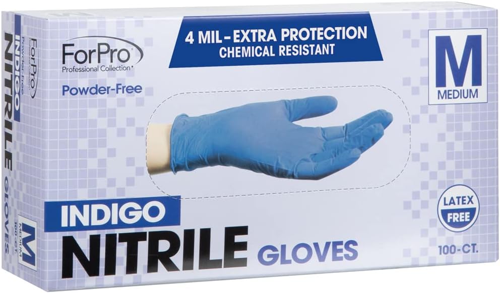 ForPro Professional Collection Disposable Nitrile Gloves, Chemical Resistant, Powder-Free, Latex-Free, Non-Sterile, Food Safe, 4 Mil, Black, Large, 100-Count