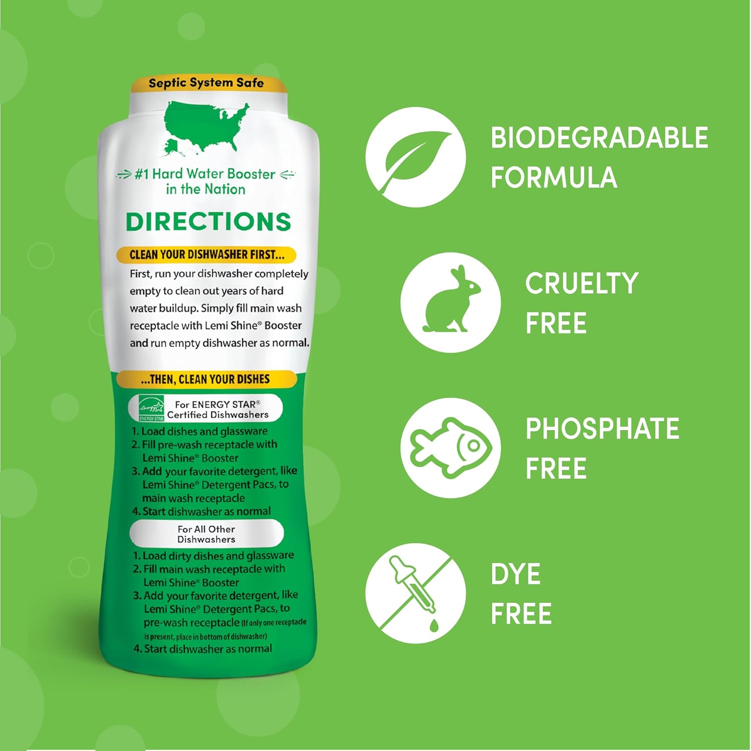 Lemi Shine Dish Detergent Booster, Hard Water Stain Remover, Multi-Use Citric Acid Cleaner (1.5 Pound (Pack of 2))