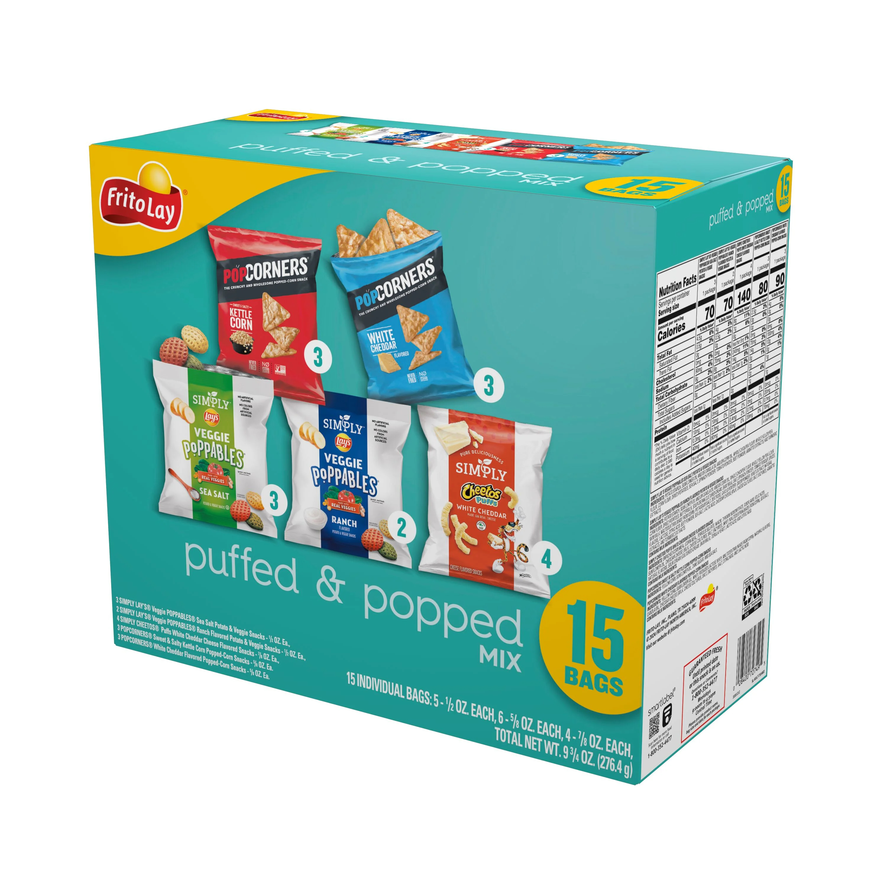 Frito Lay Puffed & Popped Mix Variety Pack, 9.75 oz, 15 Count