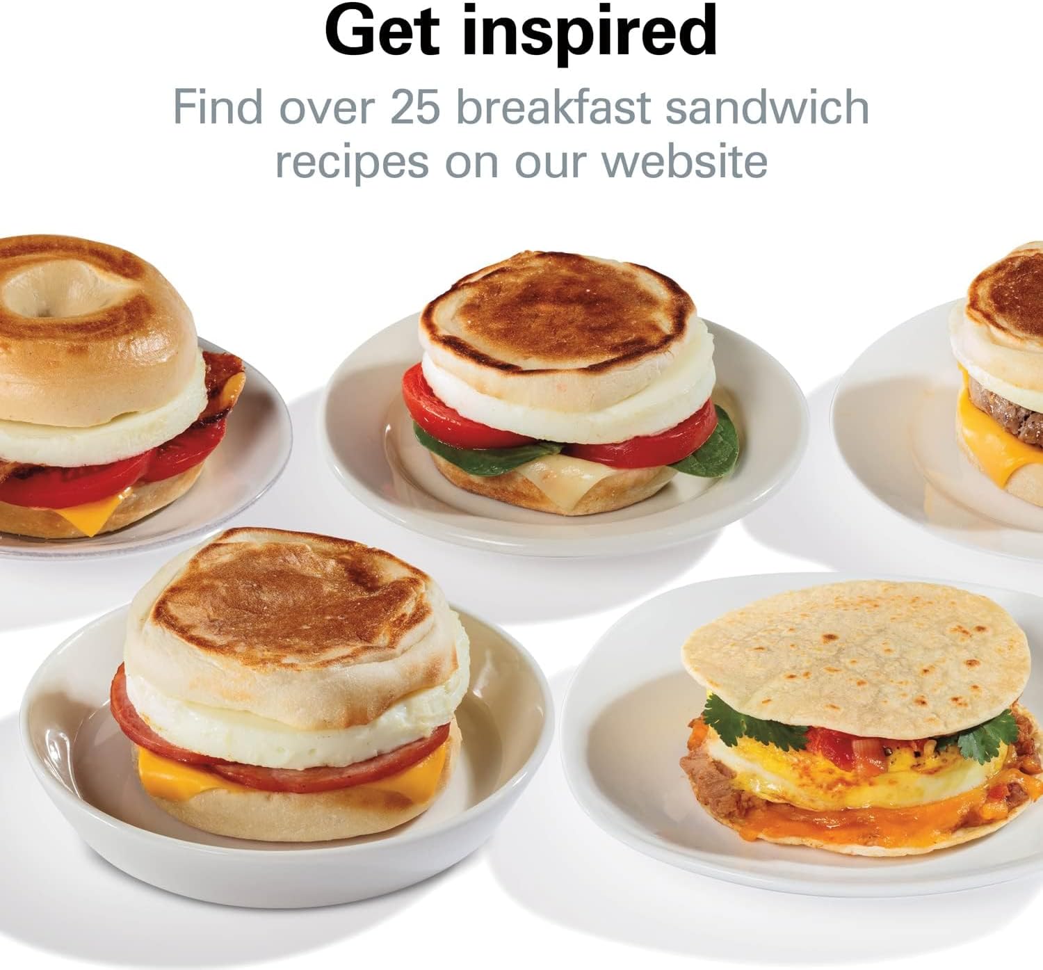 Hamilton Beach Breakfast Sandwich Maker with Egg Cooker Ring, Customize Ingredients, English Muffins, Croissants, Mini Waffles, Perfect White Elephant Gifts, Single, Black
