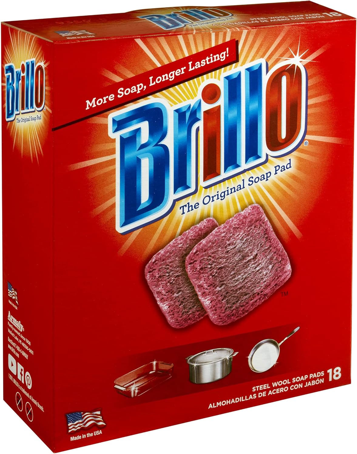Brillo Basics Steel Wool Scrub Pads, 8-ct. Box