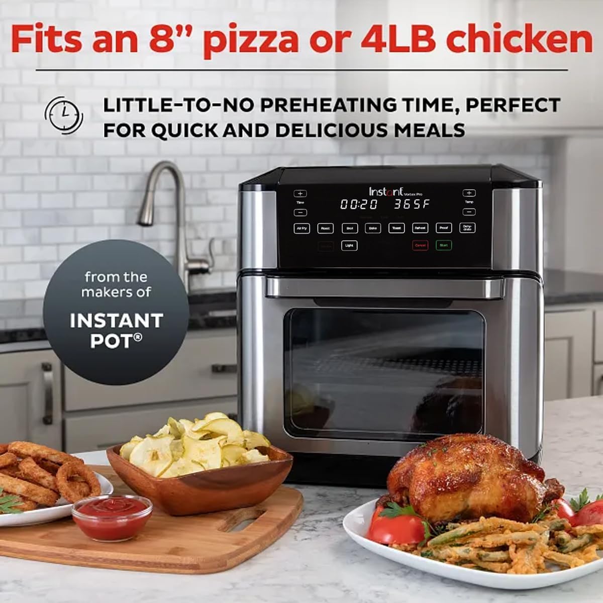 Instant Vortex Plus 6QT XL Air Fryer, 6-in-1, Broils, Dehydrates, Crisps, Roasts, Reheats, Bakes for Quick Easy Meals, 100+ In-App Recipes, Dishwasher-Safe, from the Makers of Instant Pot, Black