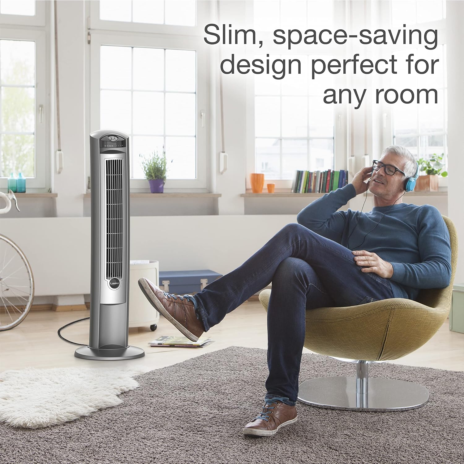 Lasko Oscillating Digital Ceramic Tower Heater for Large Rooms, with Adjustable Thermostat, Timer and Remote Control, 29 Inches, 1500W, Black, 5586