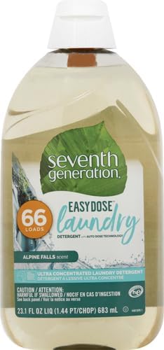 Seventh Generation EasyDose Laundry Detergent, Ultra Concentrated: 66 Loads, Free & Clear Designed for Sensitive Skin, 23.1 Fl Oz