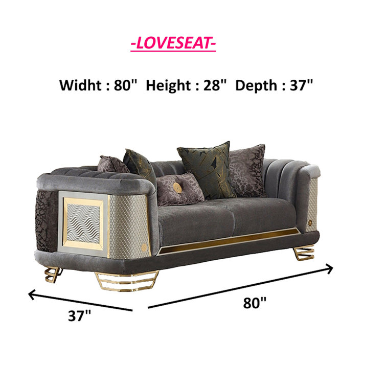 Ratni 4 - Piece Velvet Living Room Set