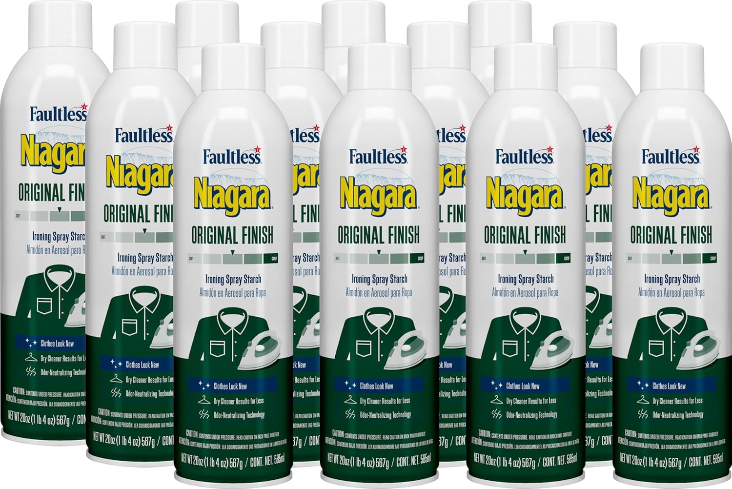 Niagara Original Spray Starch (4-pack, 20 oz) - Niagara Starch Spray Iron Aid: Non-Flaky/Clogging | Durafresh Scent - Original Hold Iron Out Spray - Iron Spray Pack for Clothes & Fabrics…