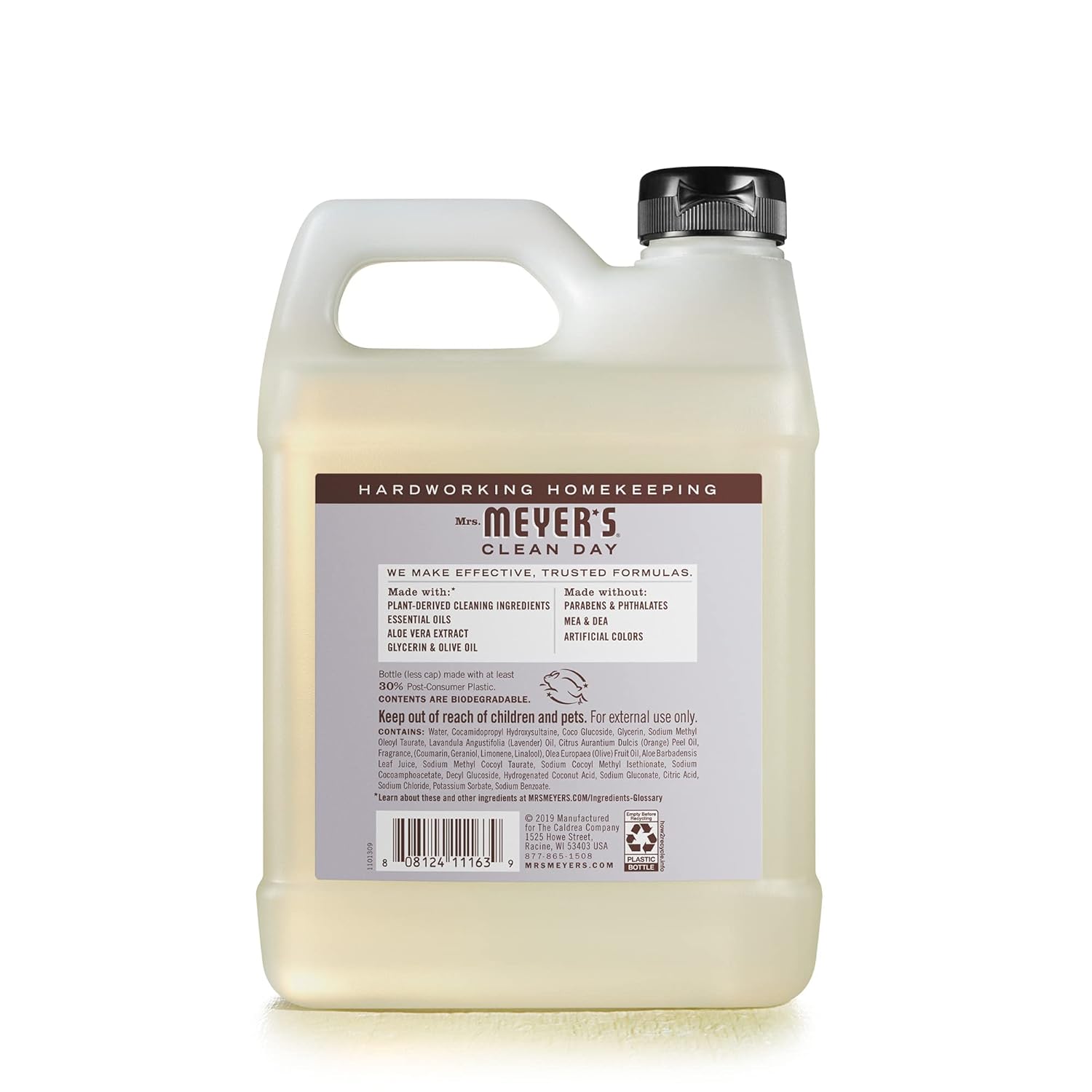 MRS. MEYER'S CLEAN DAY Liquid Hand Soap Refill, Cruelty Free and Biodegradable Formula, Lemon Verbena Scent, 33 oz